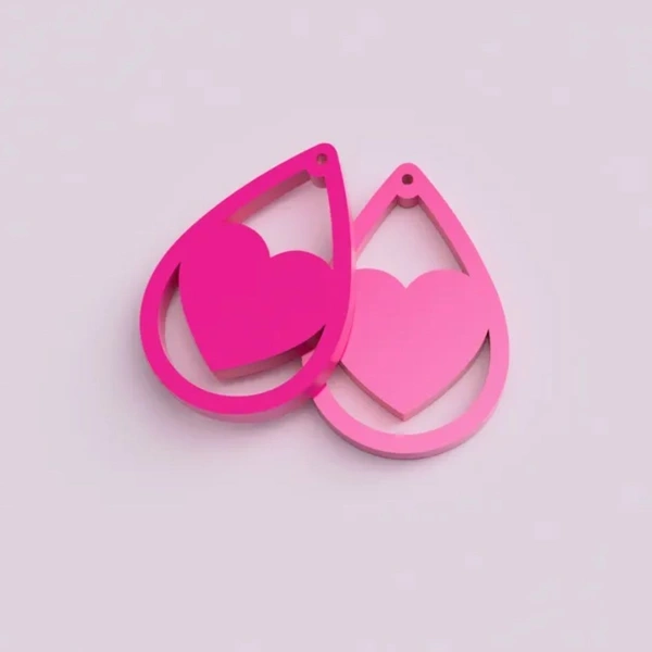 Heart with Teardrop Cropped Earring - Wild Strawberry