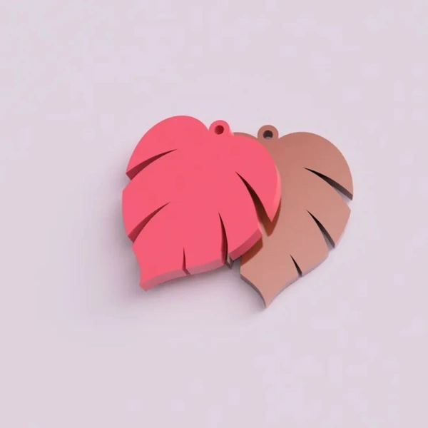 Monstera Leaf Earring - Wild Strawberry
