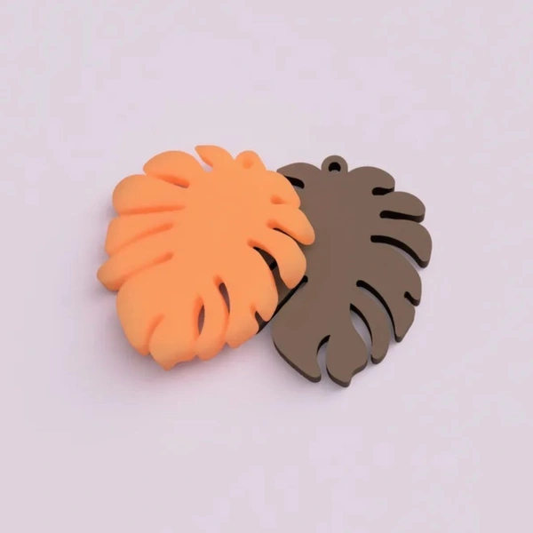 Tropical Leaf Earring - Web Orange