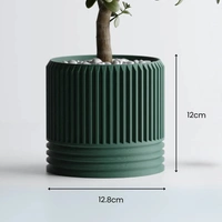 Modern Ribbed Delta Pot - 12 cm, Green Pea
