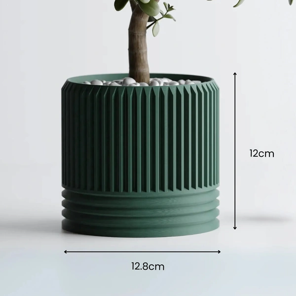 Modern Ribbed Delta Pot - 12 cm, Green Pea