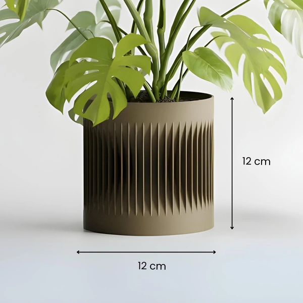 Modern Ribbed Center Pot - 12 cm, Green Pea