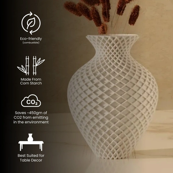 Large Decorative Vase - 18 cm, White