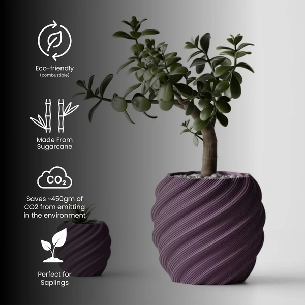 Divided Ribs Planter Pot - 15.9 cm, Electric Violet