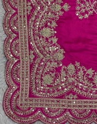 कढ़ाई वाली सिल्क साडी(Heavy Work Silk Saree) - Pink, FREE SIZE