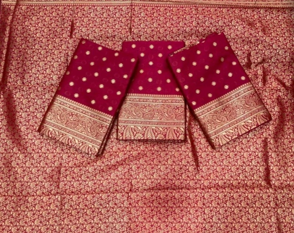 मैरून रेशमी साडी Maroon Silk Saree  - Maroon RED, Free