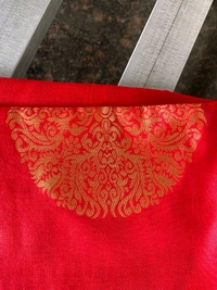 लाल रेशमी साडी Red Silk Saree  - Red, Free