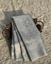 बनारसी तनछुई सारी - Silver, Free