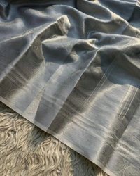 बनारसी तनछुई सारी - Silver, Free