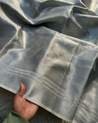 बनारसी तनछुई सारी - Silver, Free