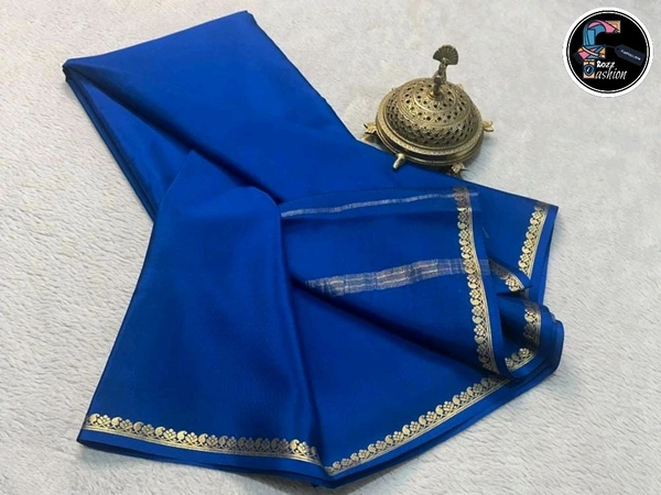 Viscose Silk Saree - Royal Blue, 120 GSM THICKNESS [Free Size]