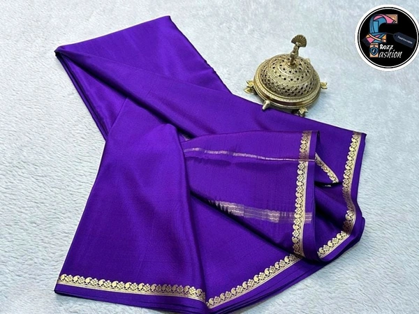 Viscose Silk Saree - Pigment Indigo, 120 GSM THICKNESS [Free Size]