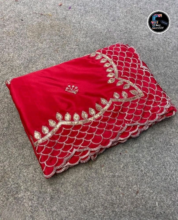 Shinning Satin Saree  - Radical Red, Free
