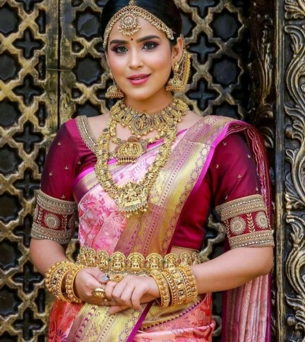 Pink Red PATTU SAREE [Soft SILK] - Saree: 5.50Mtr Blouse:0.80Mtr