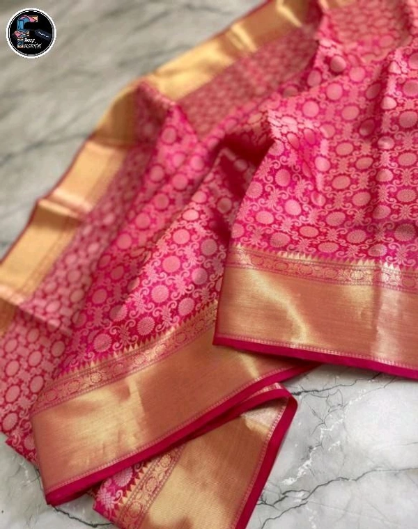 बनारसी तनछुई रेशमी साडी | Banarasi Pattu Saree - Crimson Red, Saree:5.50Mtr Blouse:0.90Mtr