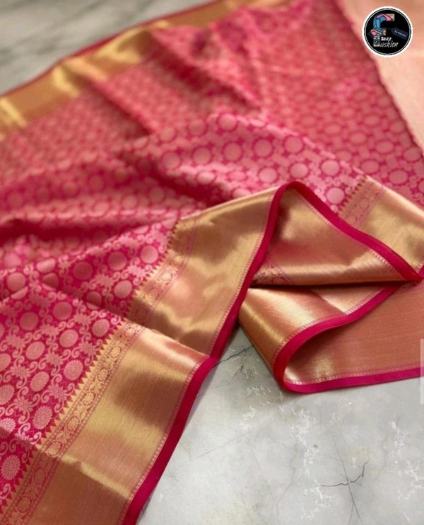 बनारसी तनछुई रेशमी साडी | Banarasi Pattu Saree - Crimson Red, Saree:5.50Mtr Blouse:0.90Mtr
