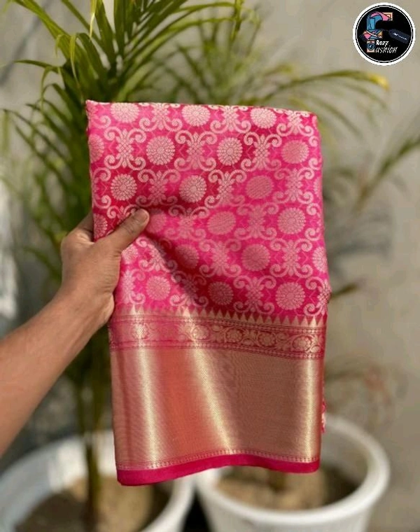 बनारसी तनछुई रेशमी साडी | Banarasi Pattu Saree - Crimson Red, Saree:5.50Mtr Blouse:0.90Mtr