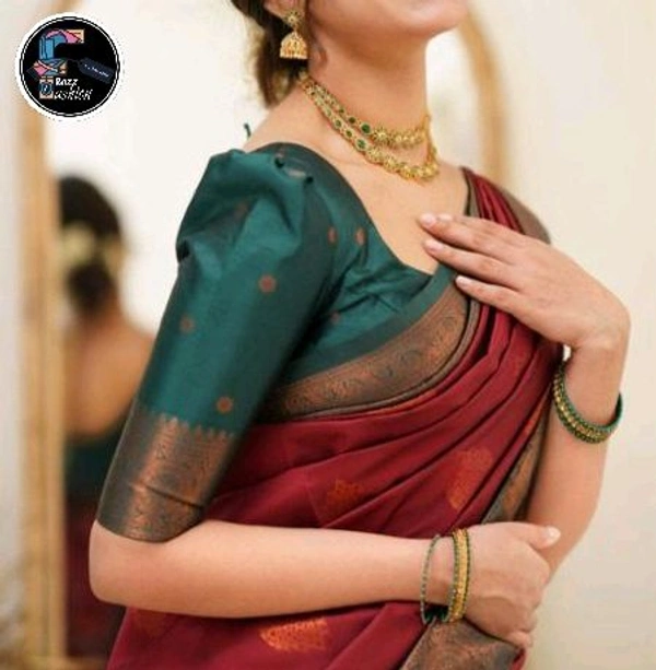 Silk Saree with beautiful Zari work  - Fade Red, Saree: 5.50Mtr Blouse:0.80Mtr