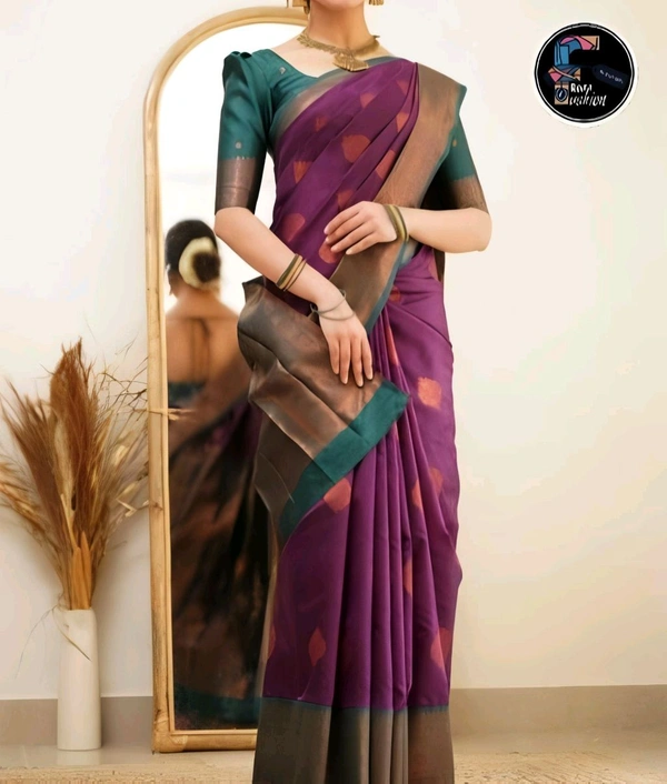 Silk Saree with beautiful Zari work  - Purple, Saree: 5.50Mtr Blouse:0.80Mtr