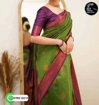 Silk Saree with beautiful Zari work  - Green, Saree: 5.50Mtr Blouse:0.80Mtr