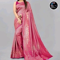 SOFT LITCHI SILK SAREE | मुलायम लीची रेशमी साड़ी  - Free(Saree:5.5Mtr-Blouse:0.8Mtr), Pinkish-red