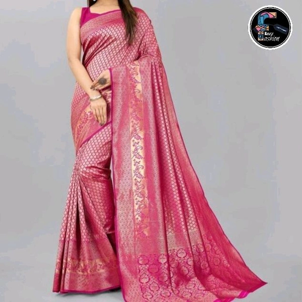 SOFT LITCHI SILK SAREE | मुलायम लीची रेशमी साड़ी  - Free(Saree:5.5Mtr-Blouse:0.8Mtr), Pinkish-red