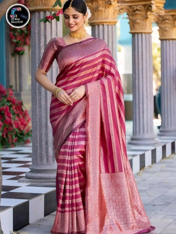 Pure Banarasi Soft Silk Sarees | मुलायम बनारसी साडी - Maroon, Free