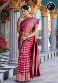 Pure Banarasi Soft Silk Sarees | मुलायम बनारसी साडी - Maroon, Free