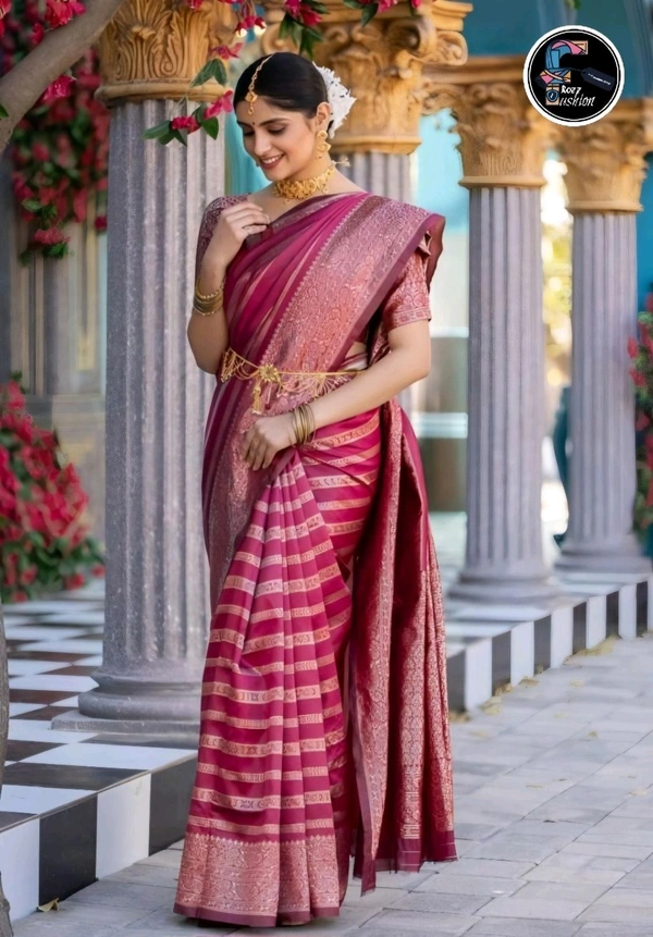 Pure Banarasi Soft Silk Sarees | मुलायम बनारसी साडी - Maroon, Free