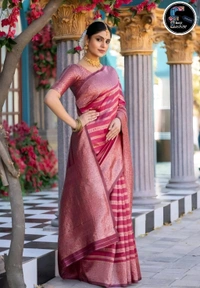Pure Banarasi Soft Silk Sarees | मुलायम बनारसी साडी - Maroon, Free