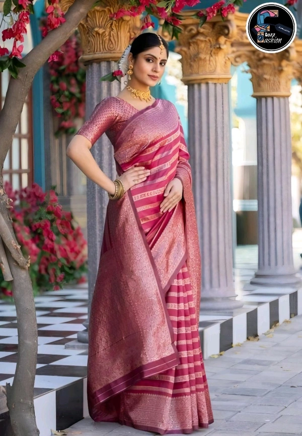 Pure Banarasi Soft Silk Sarees | मुलायम बनारसी साडी - Maroon, Free