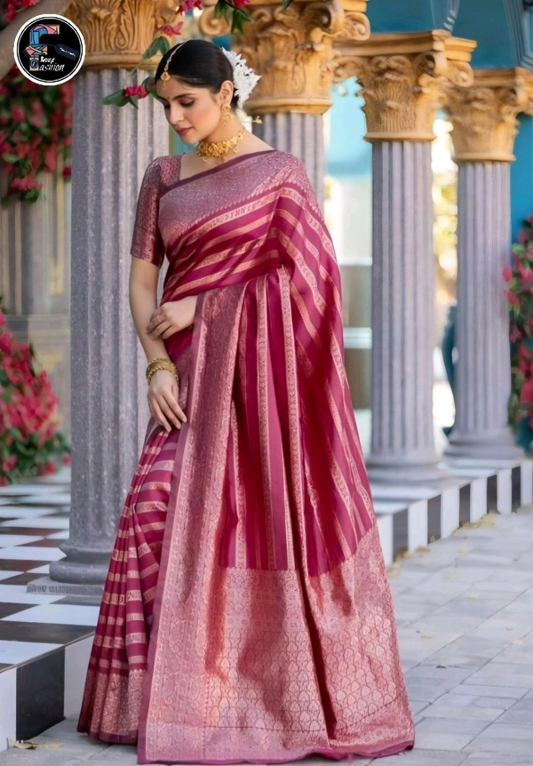 Pure Banarasi Soft Silk Sarees | मुलायम बनारसी साडी - Maroon, Free