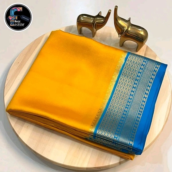 Semi-Mysore silk Saree | अर्ध-मैसूर रेशम साडी - Pirate Gold, Saree: 5.50mtr  Blouse:0.80mtr
