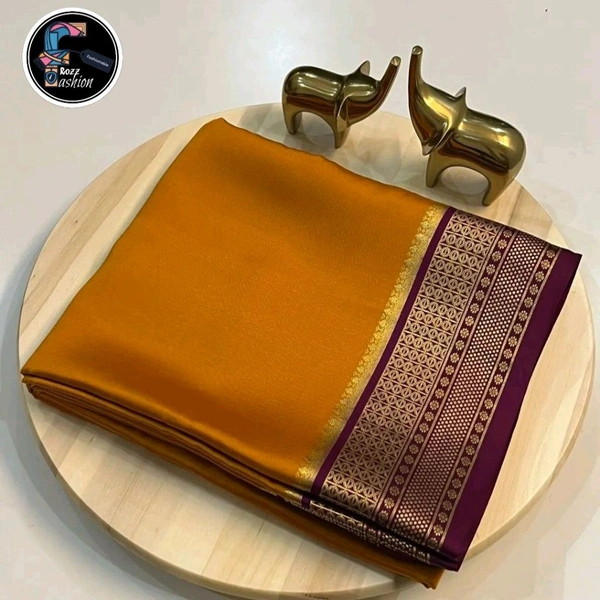 Semi-Mysore silk Saree | अर्ध-मैसूर रेशम साडी - Buddha Gold, Saree: 5.50mtr  Blouse:0.80mtr