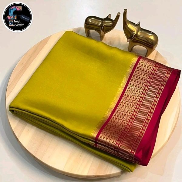 Semi-Mysore silk Saree | अर्ध-मैसूर रेशम साडी - Corn, Saree: 5.50mtr  Blouse:0.80mtr