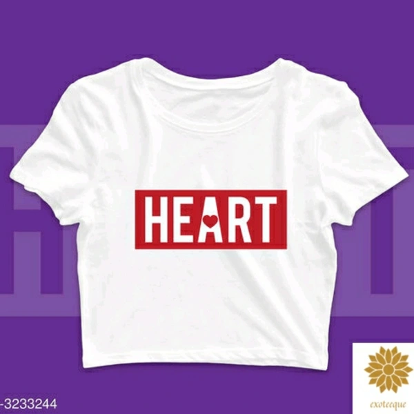 Heart Cotton Printed Crop Top - S