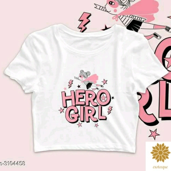 Hello Girl Cotton Printed Crop Top - XS