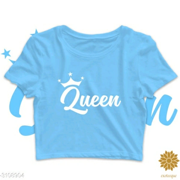 Queen Cotton Printed Blue Crosys Top - M