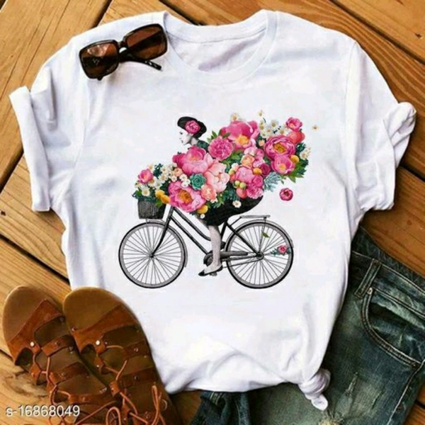 Red Roses On Bike White T-shirt - M