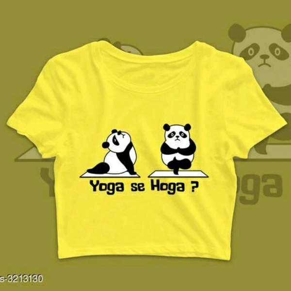 Yoga Se Hoga Cotton Printed Yellow Crop Top - XS