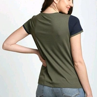 Black And Green Colour Blocked Women's T-shirt - S