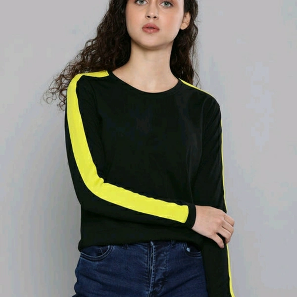 Black Full Sleeve Cotton T-shirt - M