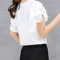 White Ruffle Sleeve Top For Women - L
