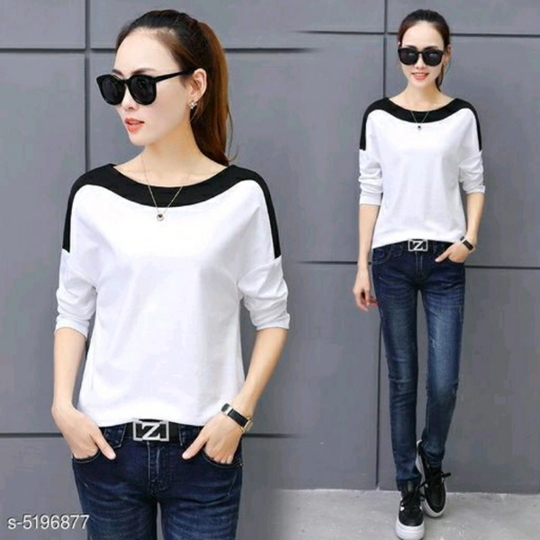 White Printed Top For Women - S