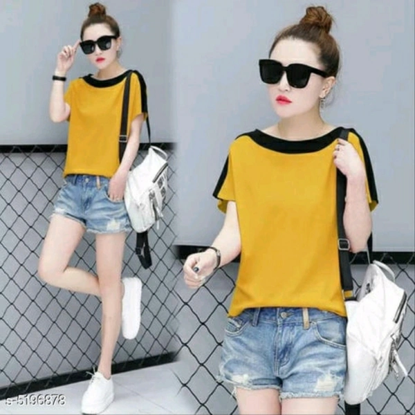 Yellow Printed Top For Women - XL