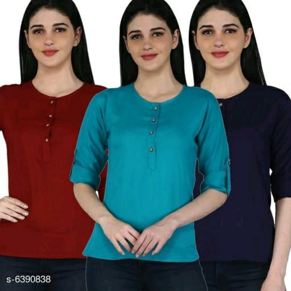 Maroon, Sky Blue And Navy Blue Combo Set Of Full Sleeve Tops - XXL