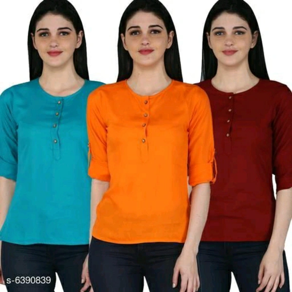 Blue, Yellow And Orange Combo Set Of Full Sleeve Tops - XXL