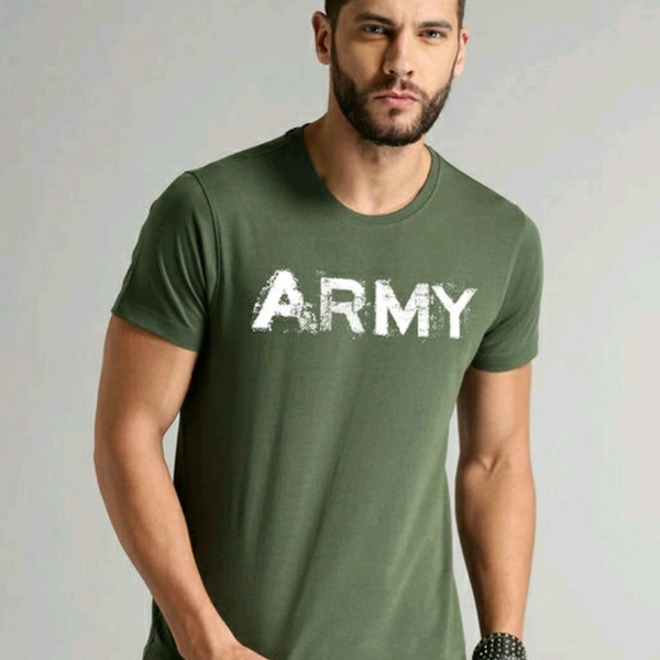 Army Printed Cotton T-shirt for Men - S