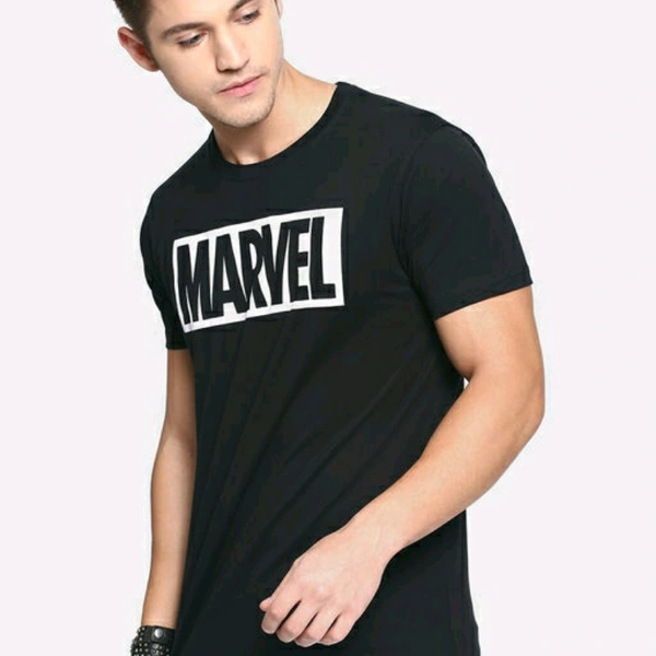 Marvel Printed Cotton Black T-shirt For Men - S