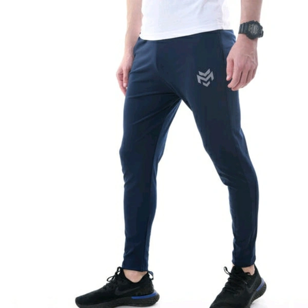 Blue Lycra Track Pants For Men - 34